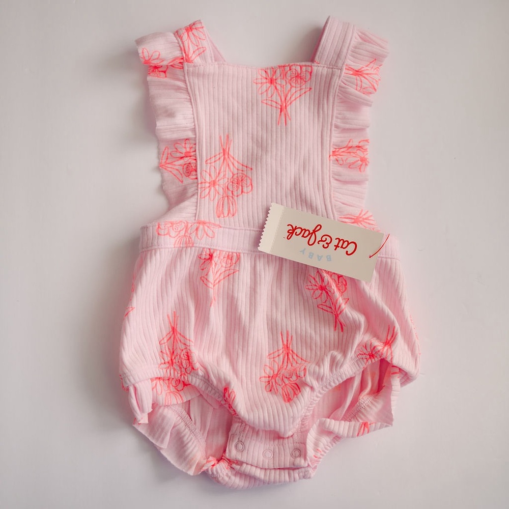 Cat & Jack Baby Girl Pink Floral Romper 3-6M NWT